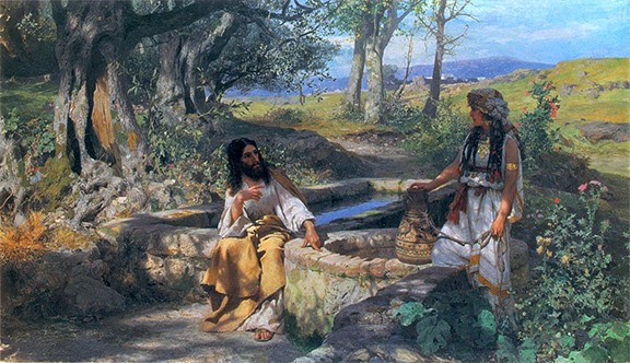 Painting of Jesus at the well